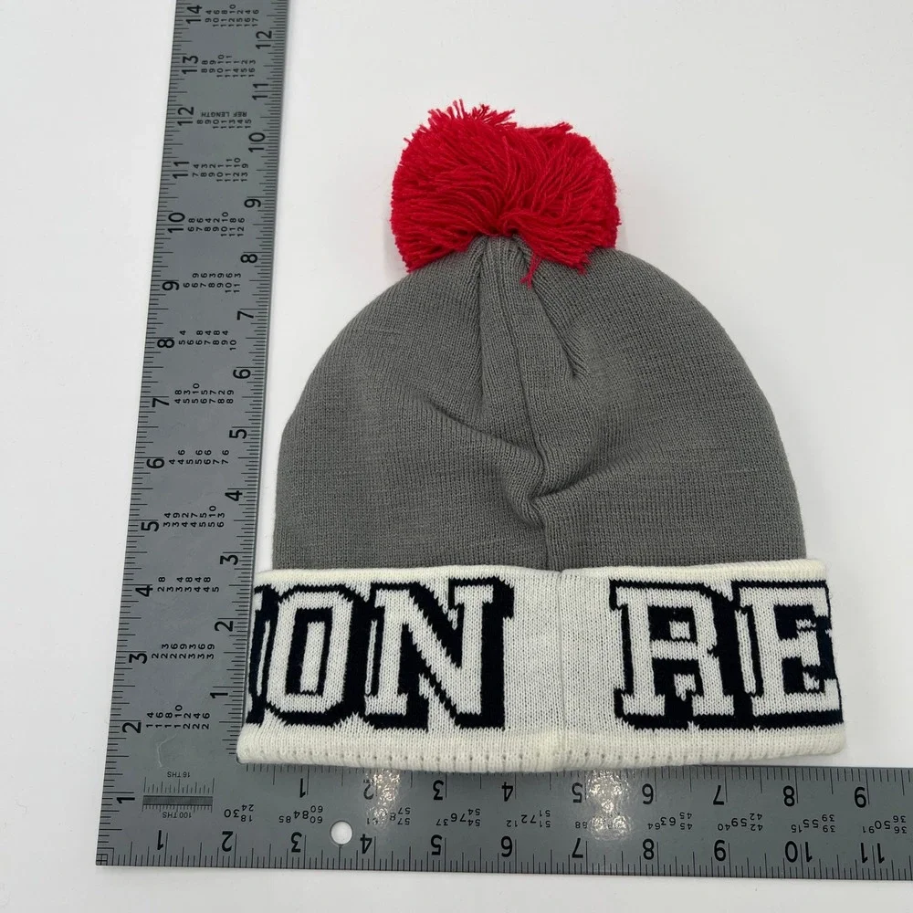 MLS New England Revolution‎ Beanie Hat Gray Red Pom Cuffed Knit Soccer Cap NWT